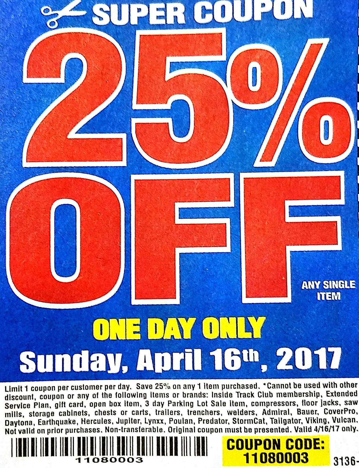 Harbor Freight 25% Off Coupon – ONE DAY ONLY!! – Struggleville