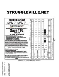Menards 11% Rebate #2087 – Purchases 12/3/17 – 12/9/17 – Struggleville