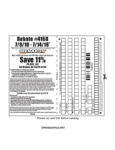 Menards 11% Rebate #4168 – Purchases 7/8/18 – 7/14/18 – Struggleville