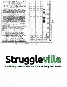 Menards 11% Price Adjustment Rebate #8800 – Purchases 12/23/18-1/5/18 – Struggleville