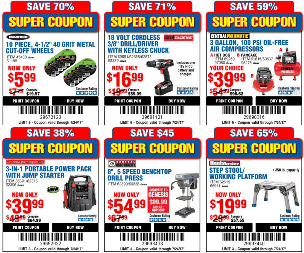 Harbor Freight 25% Off Coupon & 21 Super Coupons (Valid 7/20-7/23 ONLY!)