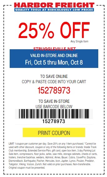harbor freight 25 off single item coupon 10 5 10 8