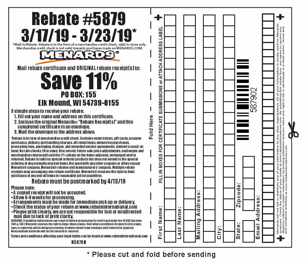 Menards Printable Rebate Form - Printable Word Searches