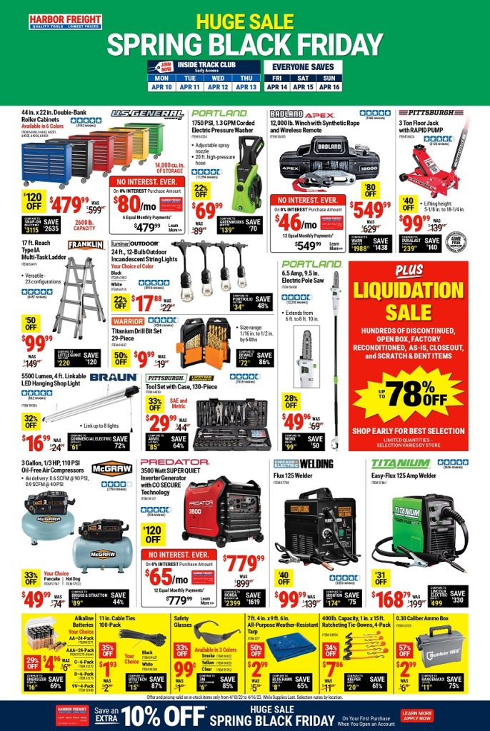 Harbor Freight Spring Black Friday Sale Ad 2023 - Page 1