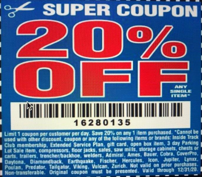 Harbor Freight 20 Off Coupon Printable