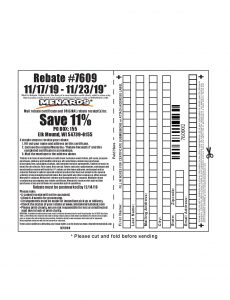 Menards 11 Percent Rebate Number 7609