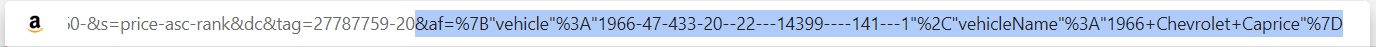 Amazon URL portion that identifies a vehicle