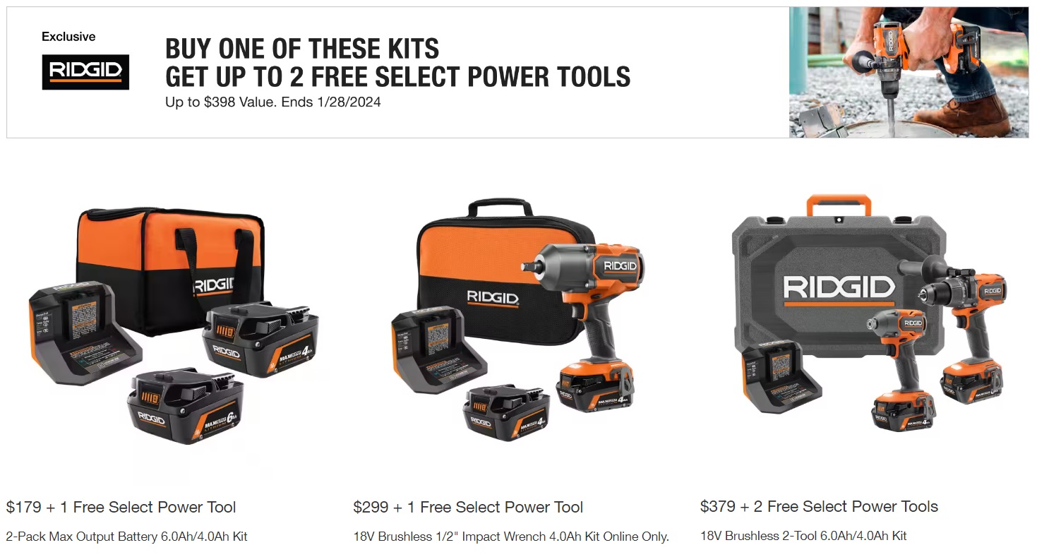 Home Depot RIDGID Holiday Deal Promotions