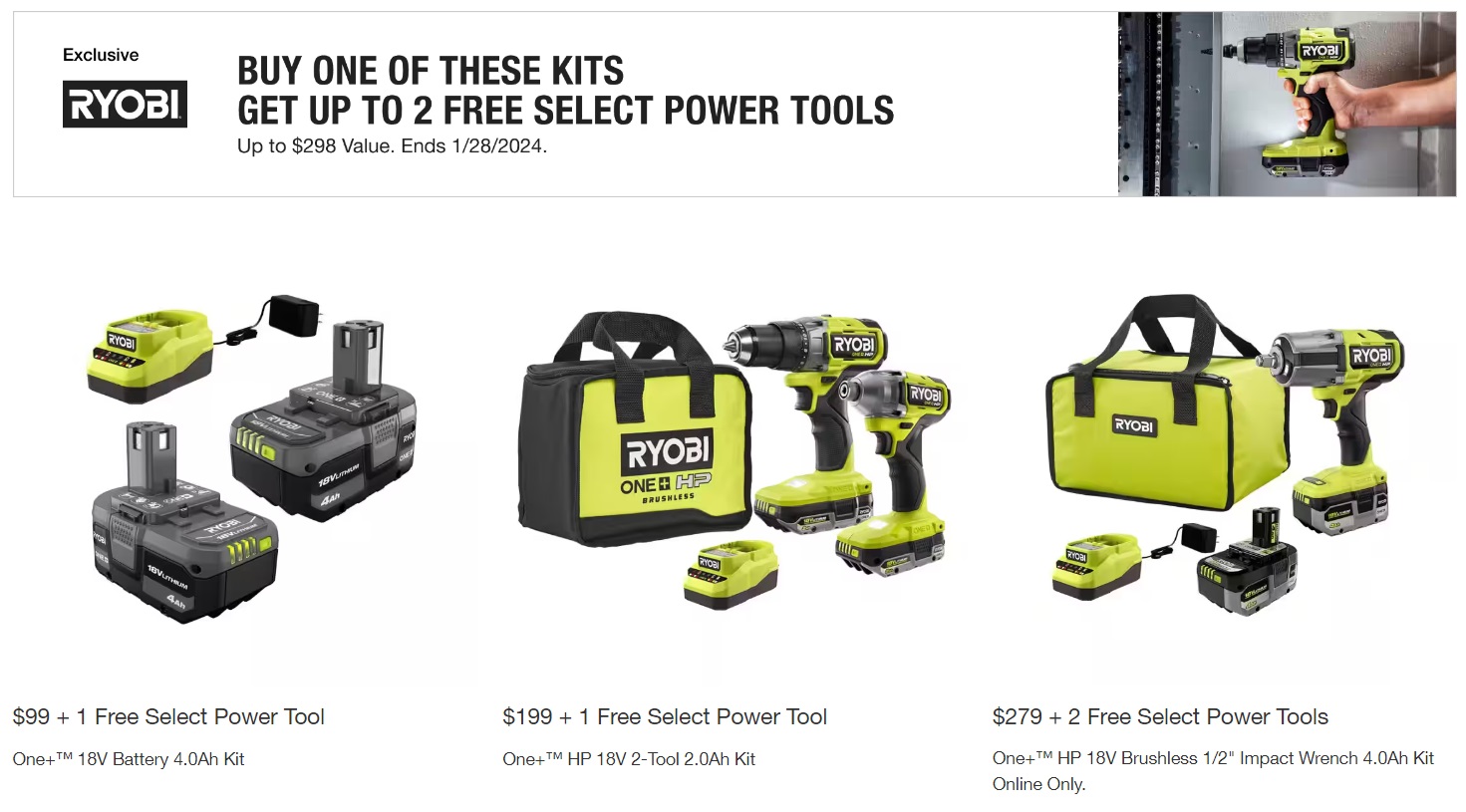 Home Depot Ryobi Holiday Deal Promotions