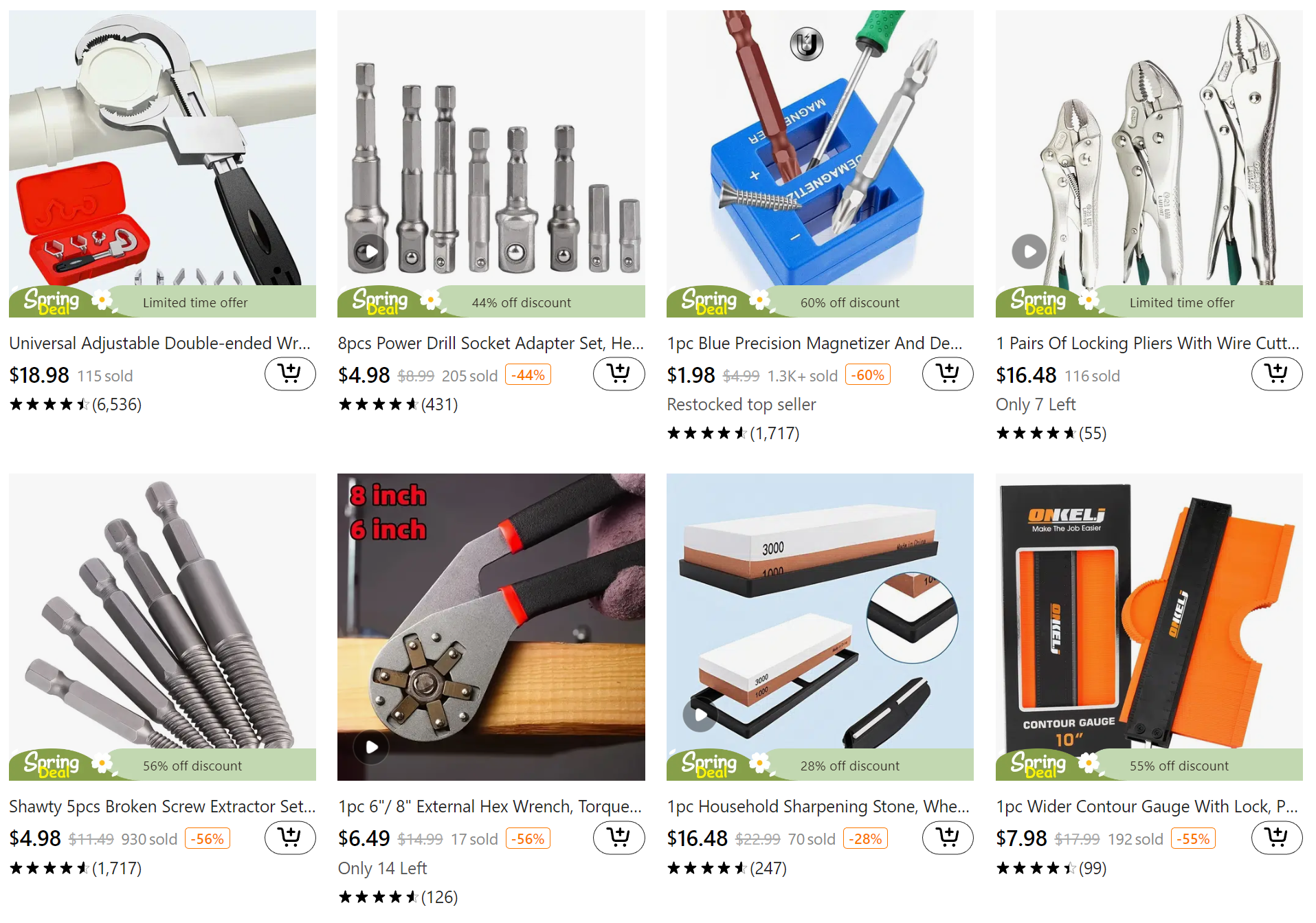 Temu tools and home improvement page
