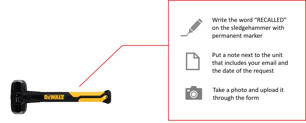 DeWALT hammer recall instructions