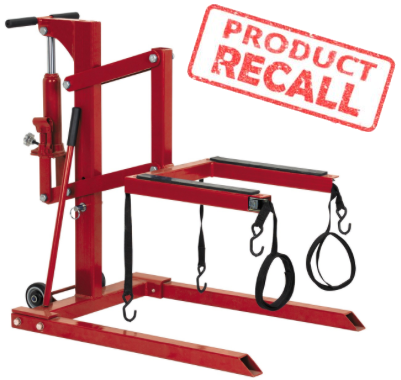 Harbor Freight recall - motorcycle lift