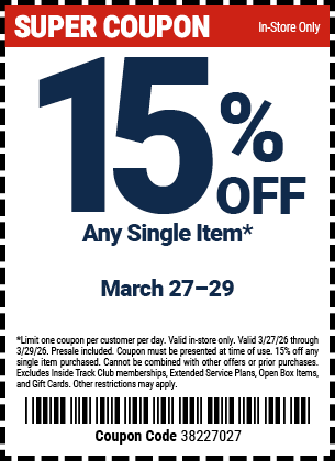 Harbor Freight 15 percent off any single item coupon