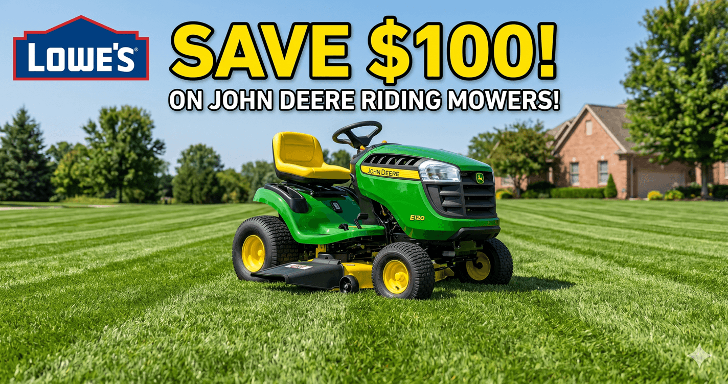 Save $100 on John Deere riding lawn mowers
